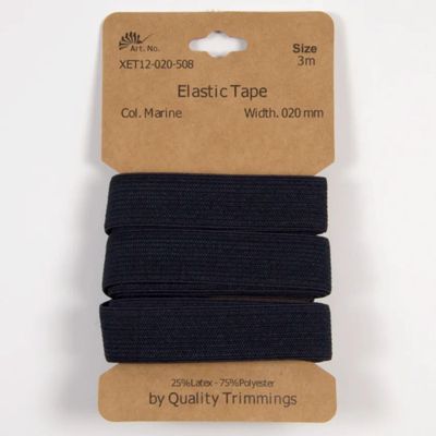 Elastic Band | 3m Card | 10mm or 20mm Wide (20mm - Navy)