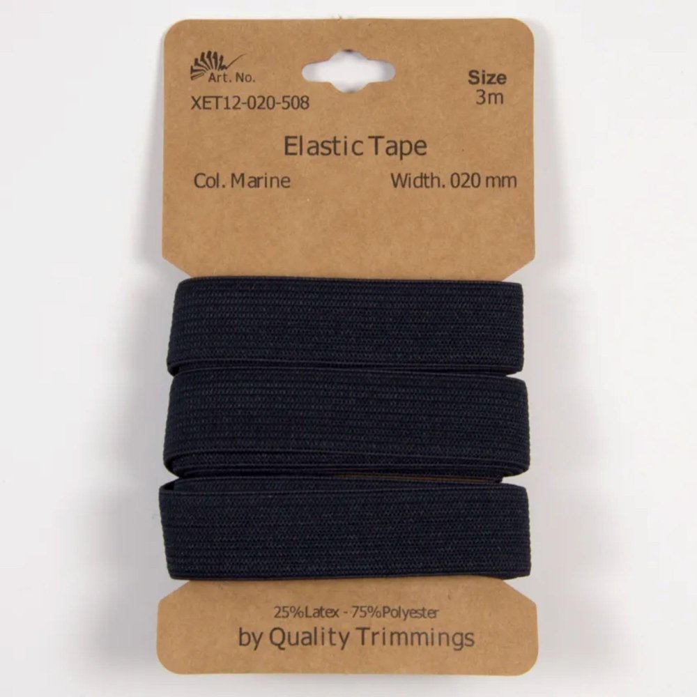 Elastic Band | 3m Card | 10mm or 20mm Wide (20mm - Navy)