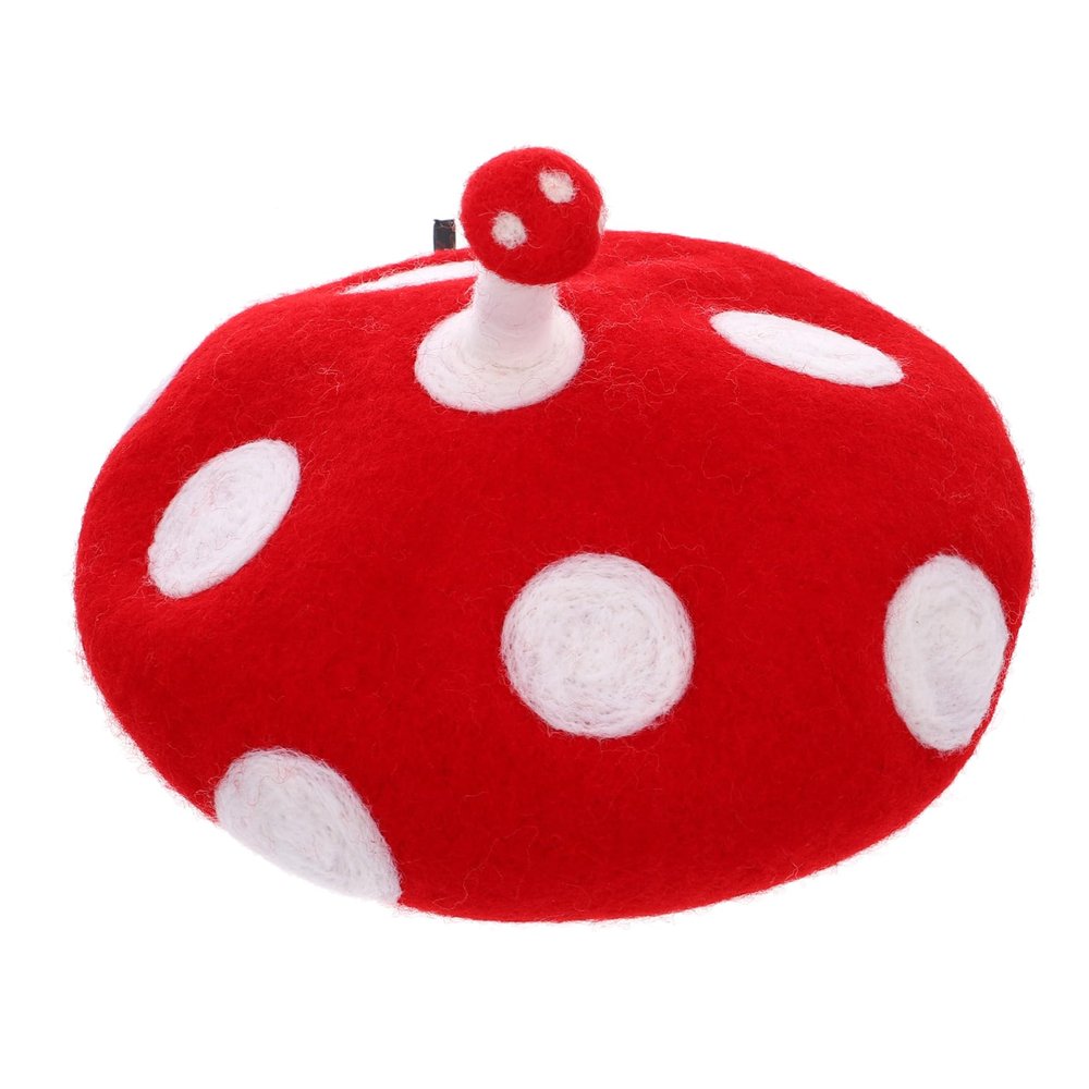 Beavorty Wool Mushroom Hat, Comfortable Beret for Cosplay and Costume Accessories