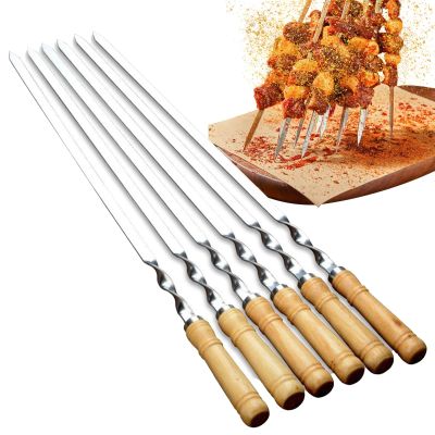 6-Piece Barbecue Skewer Set with Heat-Resistant Stainless Steel Handles