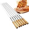 6-Piece Barbecue Skewer Set with Heat-Resistant Stainless Steel Handles view 1