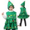 Girls' Christmas Tree Costume Dress and Hat, Green, 11–12 Years view 2