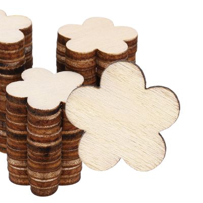 PATIKIL 20mm Wooden Flowers - 50 Pieces