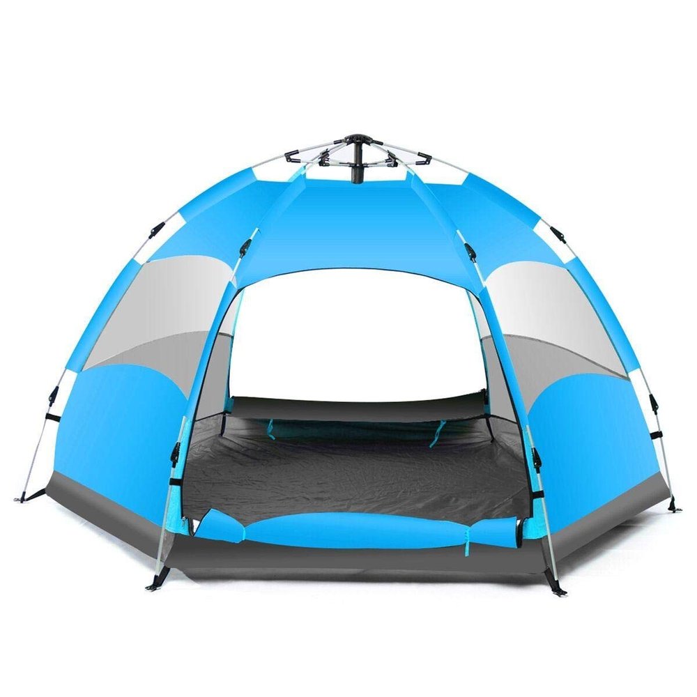 Outdoor Tent for 3–4 People, Automatic Double-Layer Camping Tent with Beach Sunshade Canopy