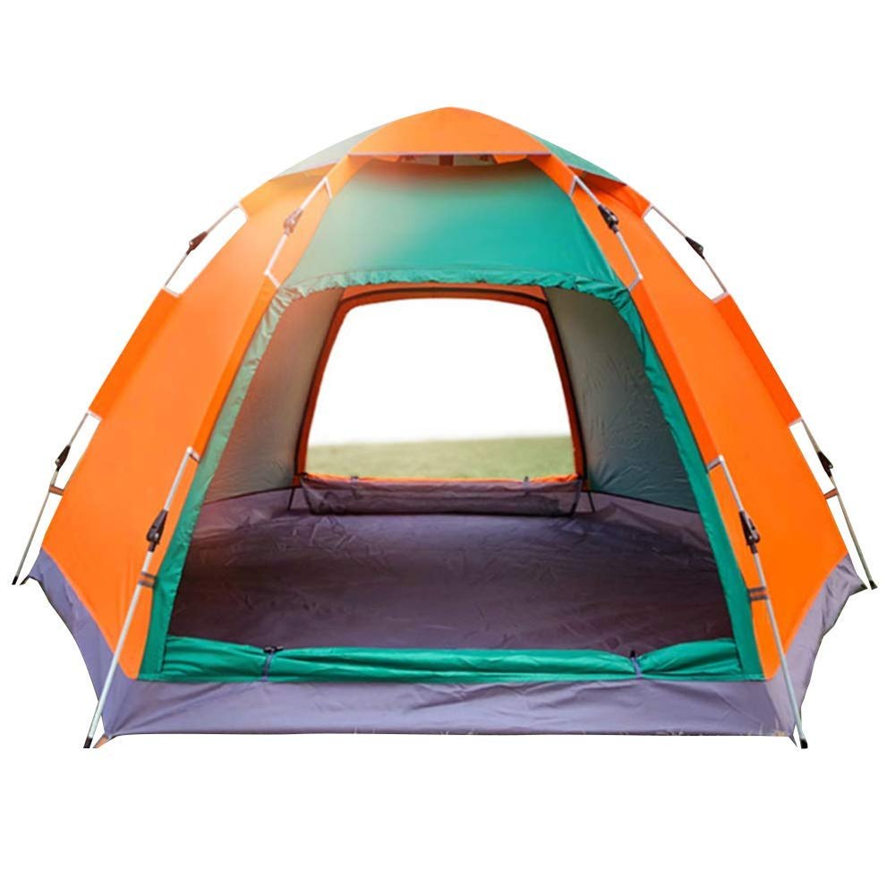 Four-Season Family Camping Tent for 3–4 People, Pop-Up Sun Shelter, Easy Setup, Black, for Beach, Hiking, Backpacking, and Fishing