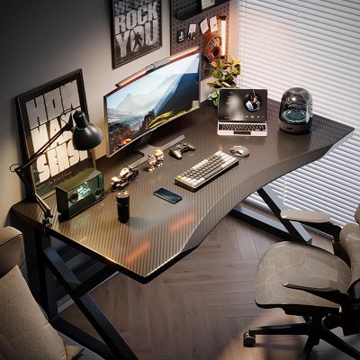 Modern Carbon Fiber Computer Desk for Home Office and Gaming, Stylish PC Desk for Work, Study, Writing in the Bedroom and Living Room (31.5 x 24 x 29.2 in)