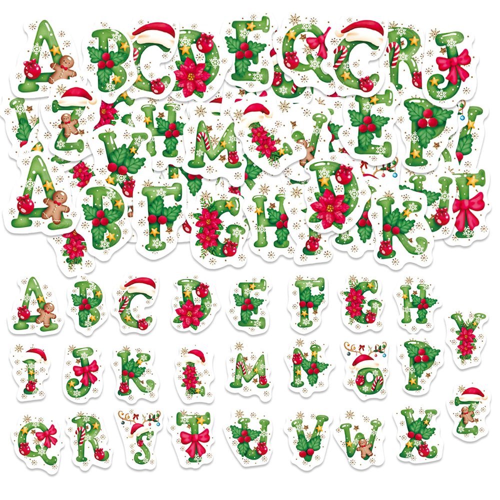 52 Christmas Letter Stickers - Mini Scrapbook Stickers Set