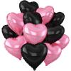Fesnova Heart Foil Balloons, 12 Pack, Black and Pink view 1