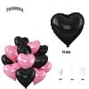 Fesnova Heart Foil Balloons, 12 Pack, Black and Pink view 2