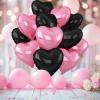 Fesnova Heart Foil Balloons, 12 Pack, Black and Pink view 3