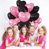 Fesnova Heart Foil Balloons, 12 Pack, Black and Pink view 4
