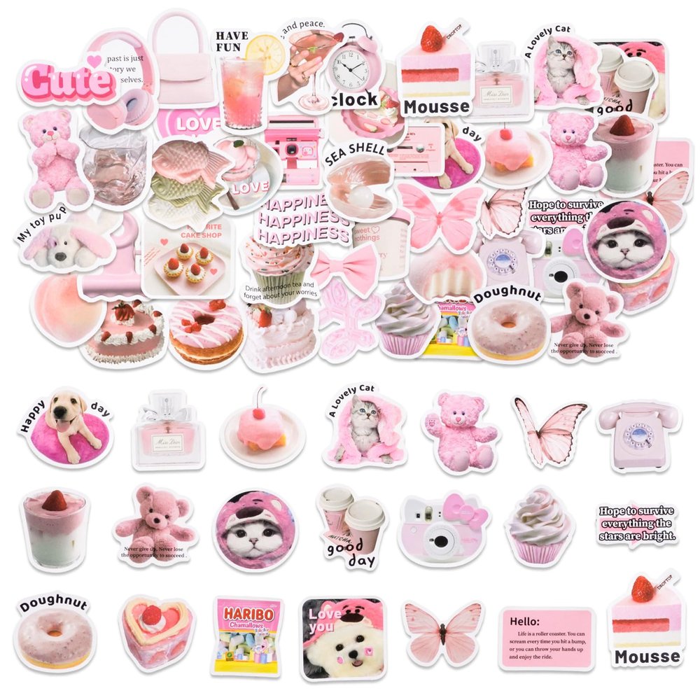 50 Pack Pink Stickers