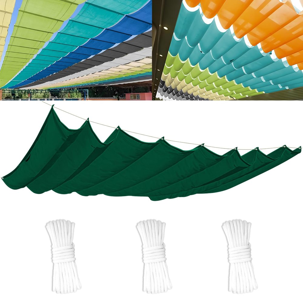 Retractable Wave Sun Shade 1x2 (W x L), Adjustable Shade Cover with 95% UV Protection, Roll-Up Waterproof Awning for Outdoor Pergolas, Gardens, and Balconies, Dark Green