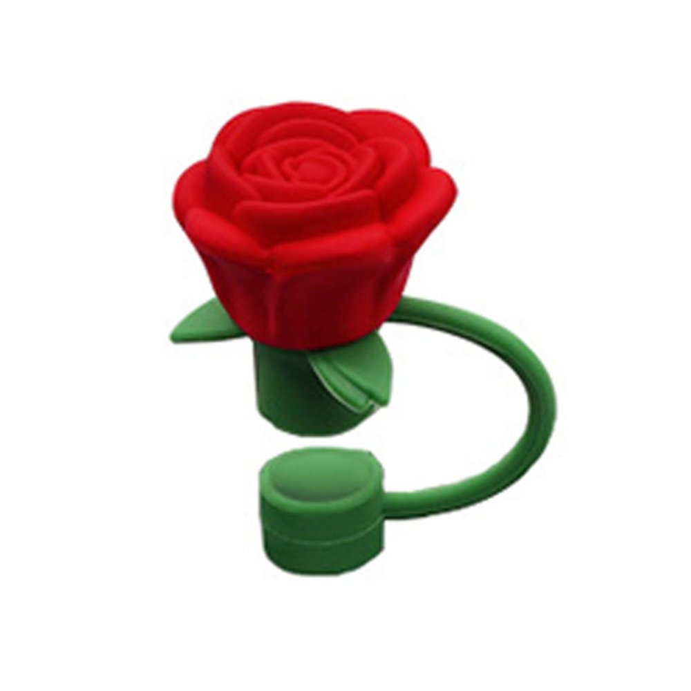 SHINROAD Silicone Straw Cap - Reusable Rose Flower Topper