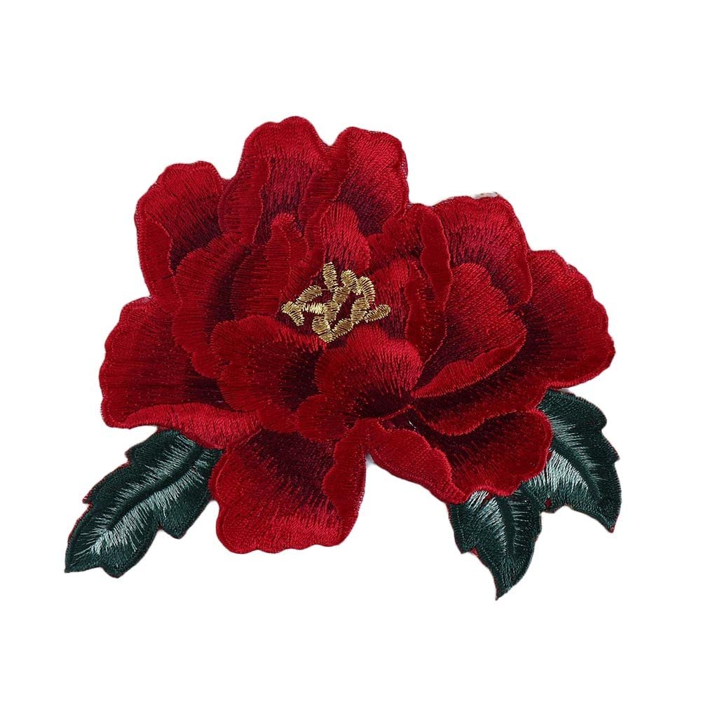 Peony Flower Pattern Iron-On Patch, 14 x 12.5 cm