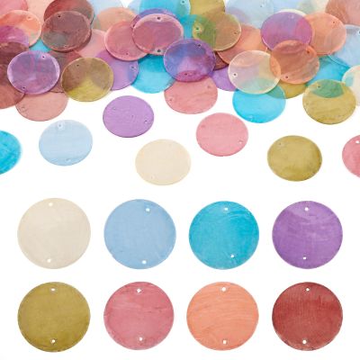 Beadthoven Natural Shell Pendants, Olive Green, 30mm, 50 Pieces