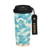 linqin Travel Coffee Mug with Lid, Stainless Steel, Insulated, Leakproof, 480 mL, Turquoise/White view 1