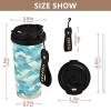 linqin Travel Coffee Mug with Lid, Stainless Steel, Insulated, Leakproof, 480 mL, Turquoise/White view 2