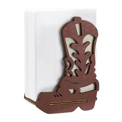 NBEADS Wooden Napkin Holder in Western Cowboy Boot Style
