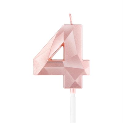 Rose Gold Number 4 Birthday Candle
