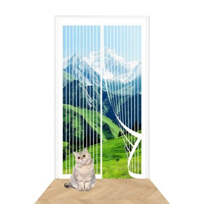 Magnetic Screen Door 118 x 217 cm, Stronger Magnets, No-Drill Installation, White
