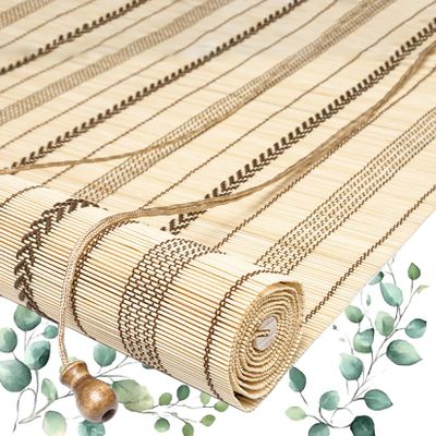 Handwoven Bamboo Roller Blind, Light Filtering and Adjustable