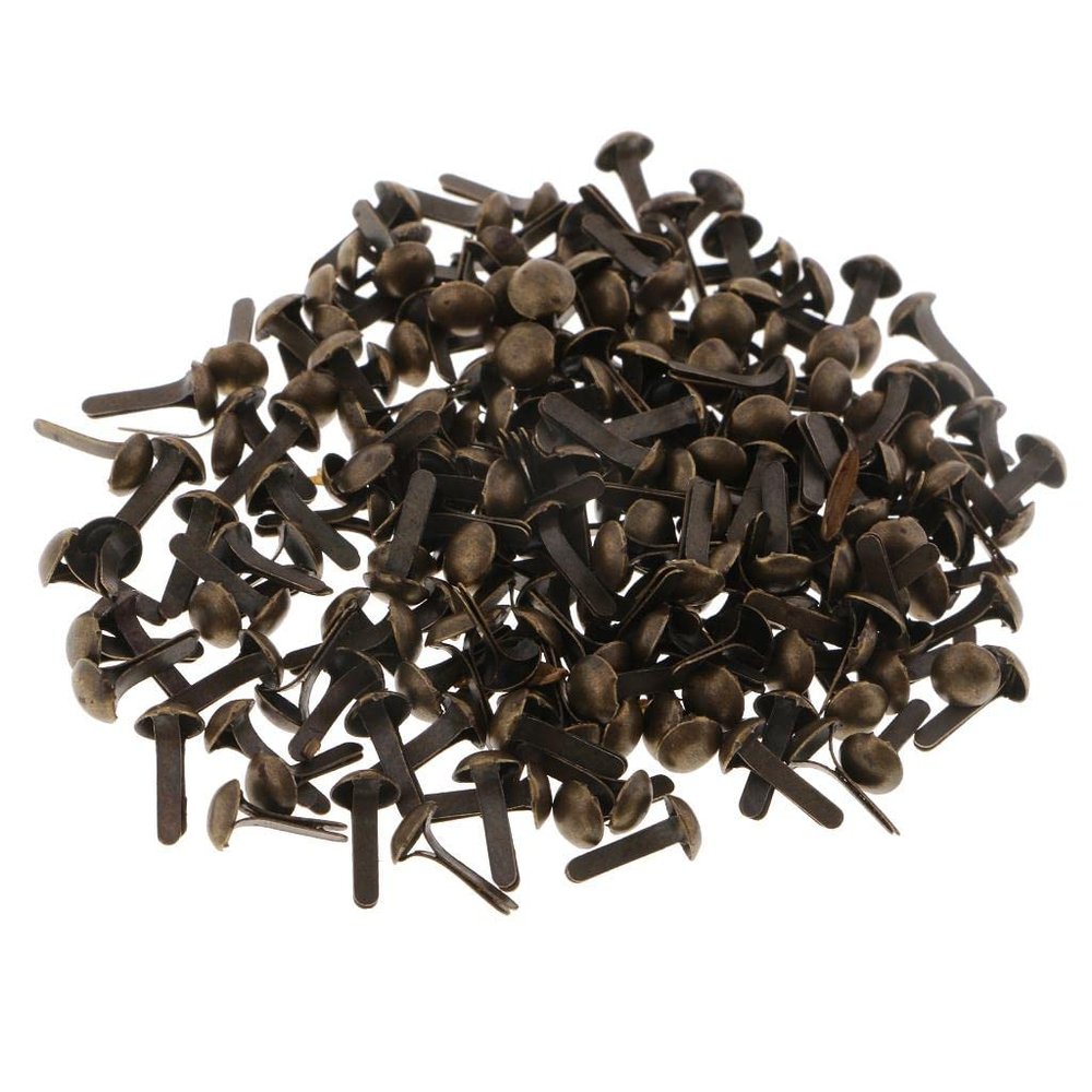 predolo 200 Pcs Round Head Brads for Paper Crafts and DIY, Bronze, 4.5 mm