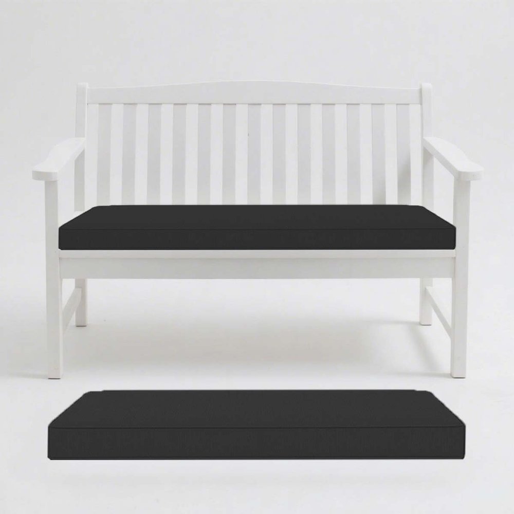 AZMAHT Linen Bench Cushion, Black, 120 x 35 x 5 cm