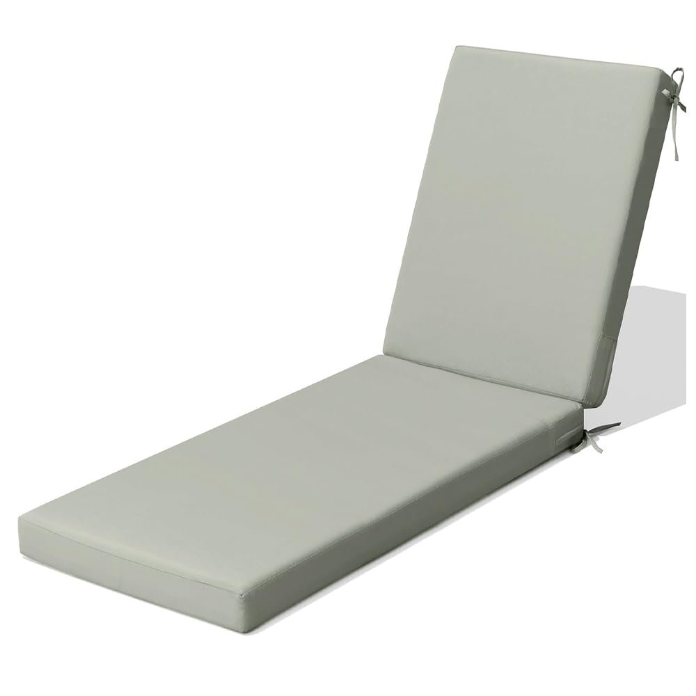 EXZFW 8 cm Thick Weather-Resistant Sun Lounger Cushion, Portable Outdoor Garden Lounger Pad, Recliner Seat Cushion with Adjustable Strap, Gray 33, 183 x 53 x 5 cm