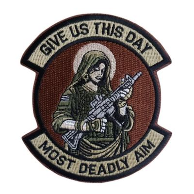 Velcro Patches 'GIVE US THIS DAY' Embroidery
