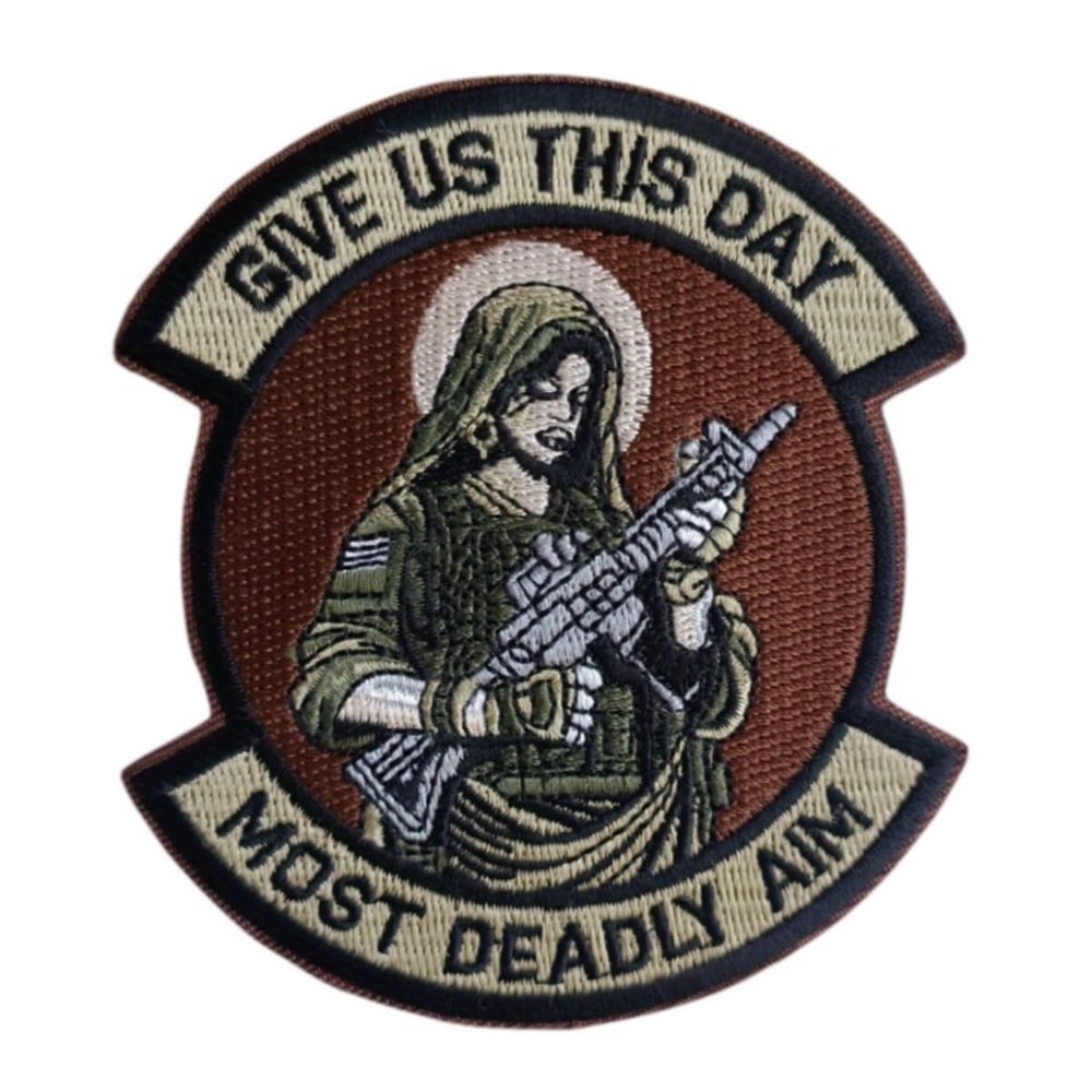 Velcro Patches 'GIVE US THIS DAY' Embroidery