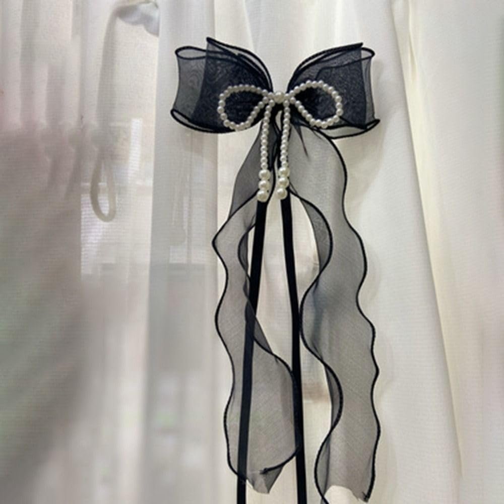 Curtain Tieback with Bow, Black