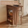 JHDXL Modern Extendable Bar Table with Storage and Rotating Top, Walnut, 50 in view 2