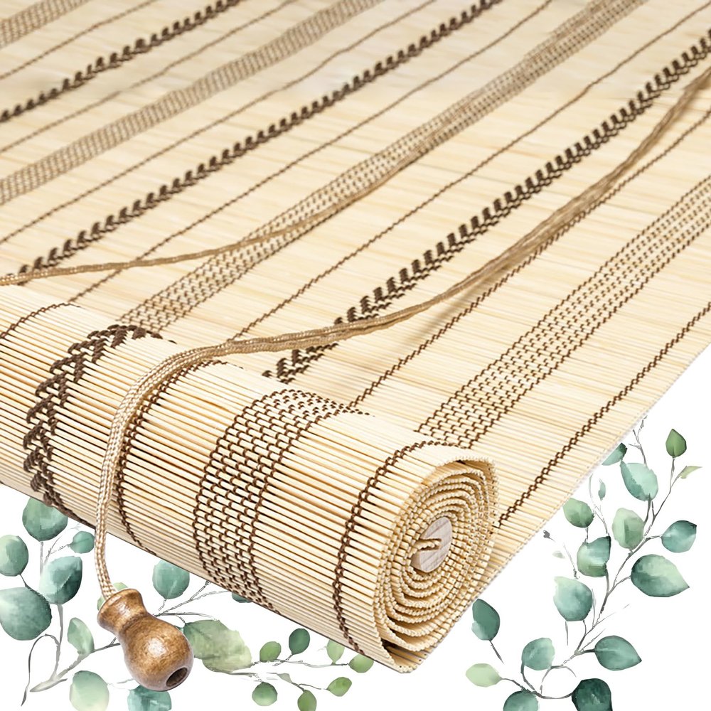 Handwoven Bamboo Roller Blind, Light Filtering and Privacy Shade