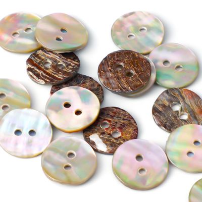 Mother of Pearl Buttons, 50 pcs 15mm 2-Hole Dark Sewing Buttons