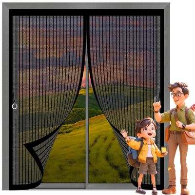 Magnetic Insect Screen Curtain, 105 x 126 cm, Self-Closing, Black