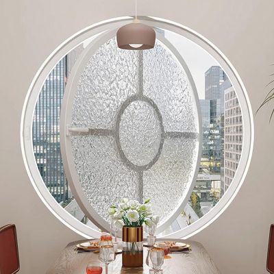 360° Rotating Round Aluminum Window with Handles, Tempered Glass, White, 23.62 in/60 cm