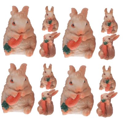 Abaodam 4 Sets Resin Rabbit Figurines, Cute Cartoon Garden Décor for Indoor and Outdoor Use, 3 Pieces × 4