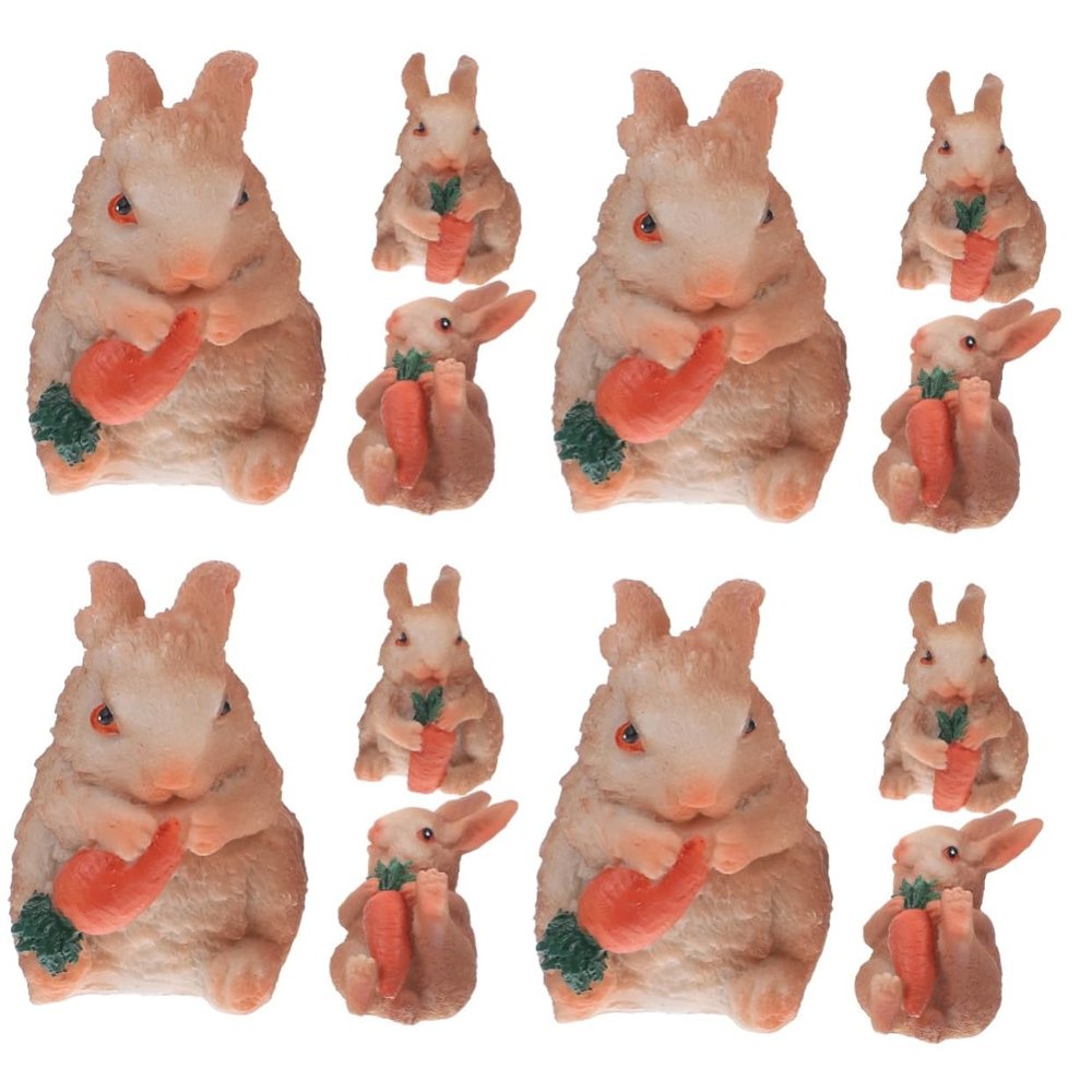Abaodam 4 Sets Resin Rabbit Figurines, Cute Cartoon Garden Décor for Indoor and Outdoor Use, 3 Pieces × 4