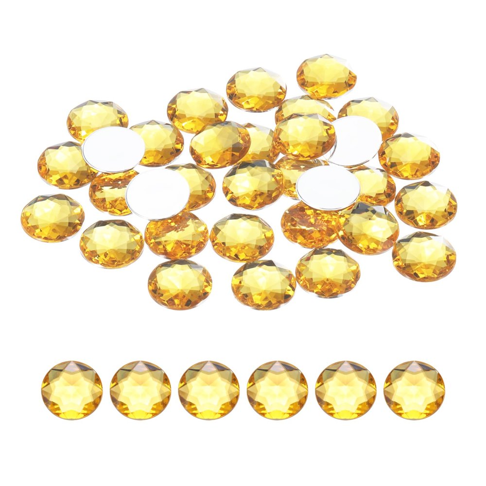 QUARKZMAN 50 Pcs Flat Back Rhinestones, Yellow