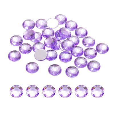 QUARKZMAN 100 Pcs Rhinestones, Flat Back, 12mm Round Acrylic Crystal Gems, Light Purple