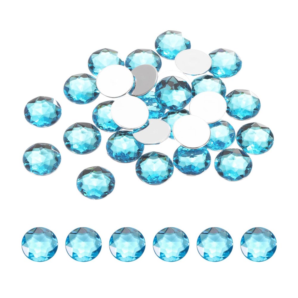 QUARKZMAN 50 Pcs Flat Back Rhinestones, Cyan Blue