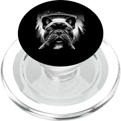 French Bulldog Selfie with UFO - Funny Alien Lover PopSockets PopGrip for MagSafe