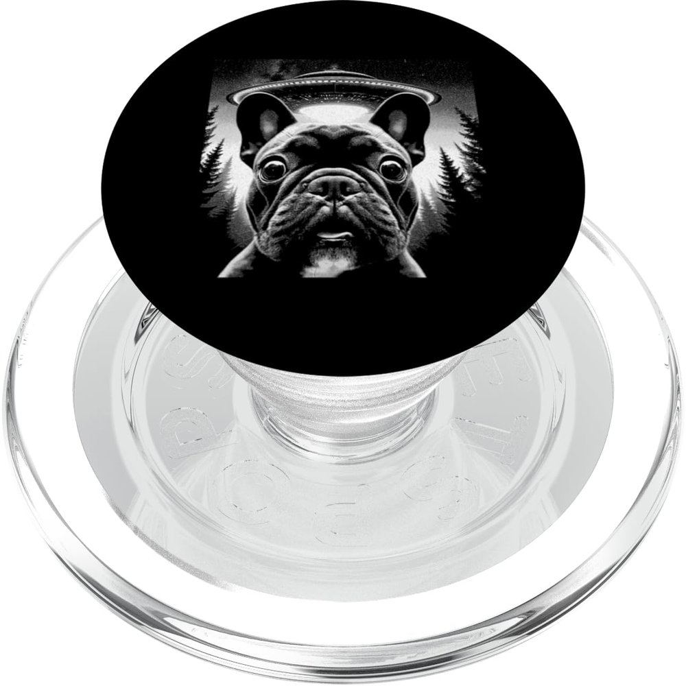 French Bulldog Selfie with UFO - Funny Alien Lover PopSockets PopGrip for MagSafe
