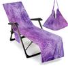 Morbuy Microfiber Lounger Cover with Side Pockets, 3D Mandala Flowers, Dark Purple, 75 x 210 cm view 1