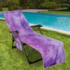 Morbuy Microfiber Lounger Cover with Side Pockets, 3D Mandala Flowers, Dark Purple, 75 x 210 cm view 3