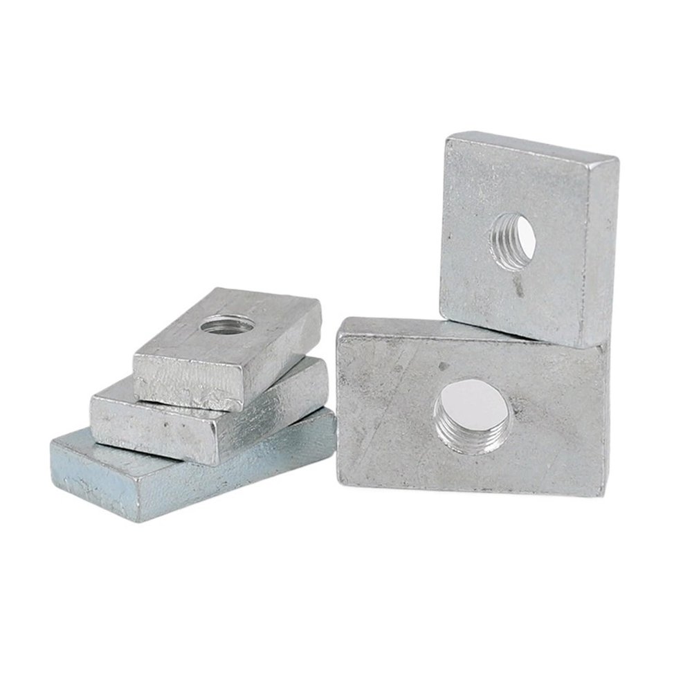 10/50-Piece Square Nuts M3 M4 M5 M6 M8, Rectangular Thin Sliding T-Nuts, Galvanized Carbon Steel, Aluminum Profile Accessories (50 pcs, M6 × 16 × 12 × 5)