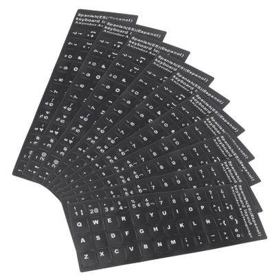 DIYEAH Black PVC Keyboard Stickers, 10 Sheets, Waterproof, Language Conversion for Laptop and Desktop Keyboards