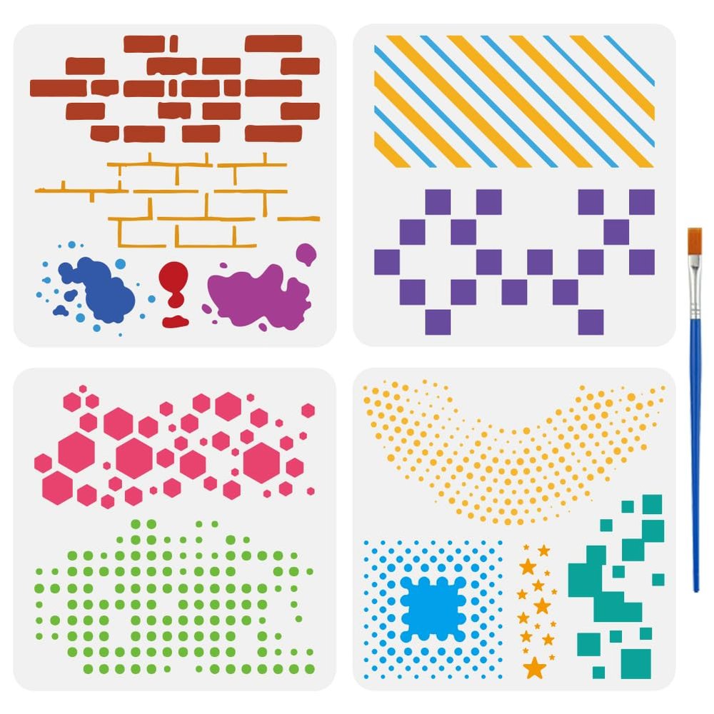 FINGERINSPIRE 4-Piece Graffiti Stencil Set