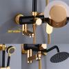 Black and Gold Shower Set with 3-Function Hand Shower and Round Top view 2